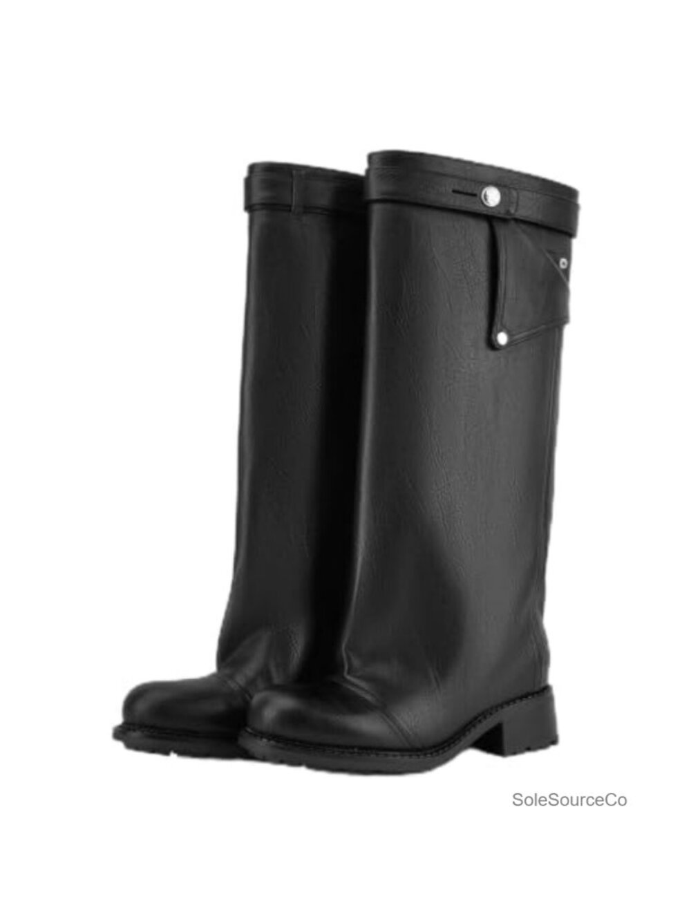 Knee High Riding Boots Womens Round Toe Low Chunky Heel Tall Boots